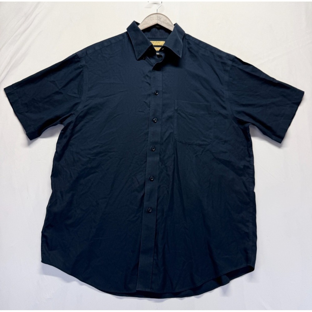 Roundtree & Yorke Gold Label Shirt Mens Large Navy Blue Non Iron Button Down
